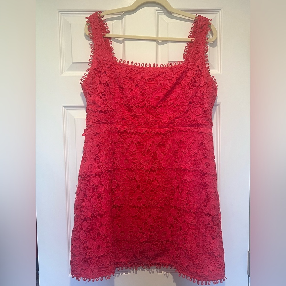 AQUA sleeveless lace cocktail dress